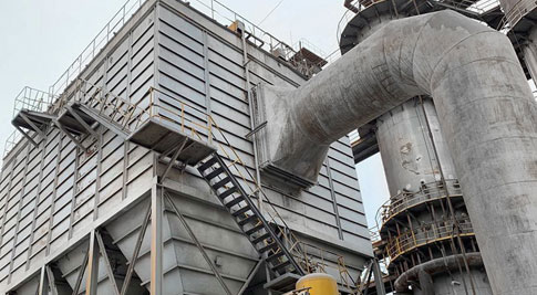 Premiestnenie zberača prachu z vápenky v mieste projektu Tangshan Donghua